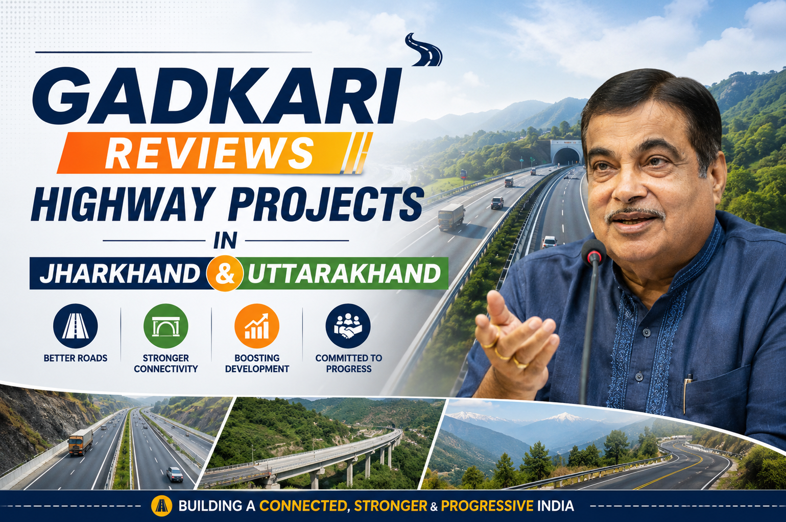 Gadkari Reviews Highway Projects in Jharkhand and Uttarakhand