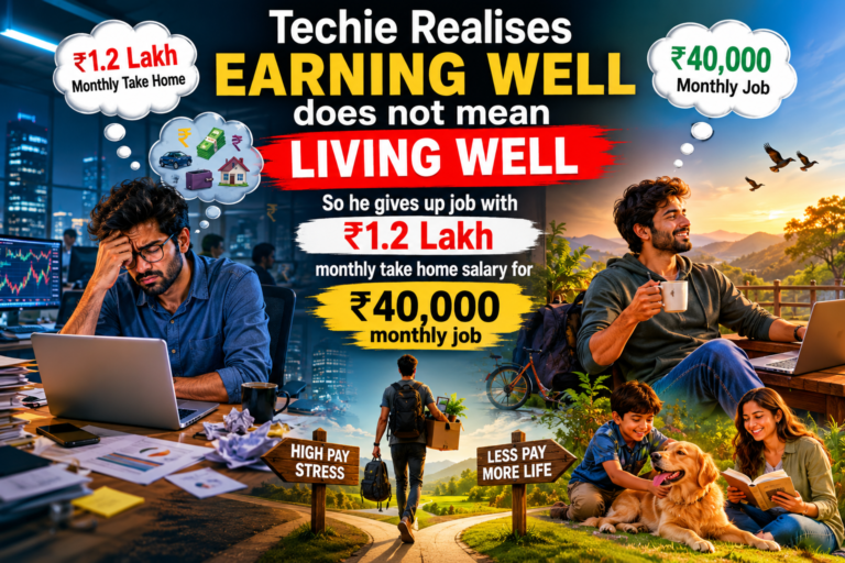 Techie realises earning well does not mean living well. So he gives up job with monthly take home salary of Rs 1.2 lakh for Rs 40,000 monthly job
