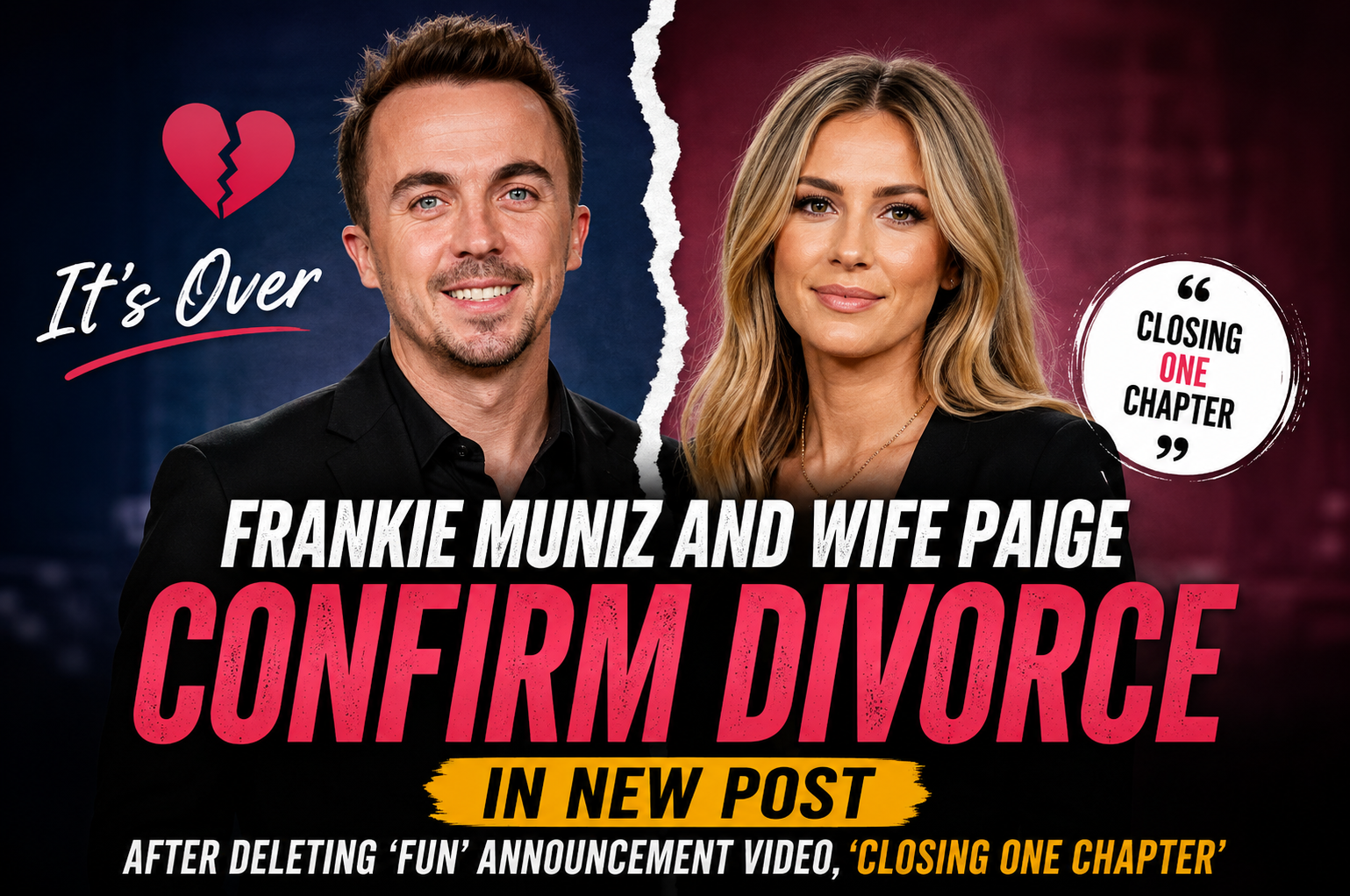Frankie Muniz and wife Paige confirm divorce in new post after deleting ‘fun' announcement video, ‘Closing one chapter